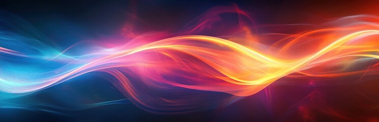 Obraz premium Abstract vibrant wave of light energy, glowing in blue, orange, and red hues.