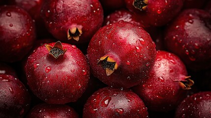 Fresh Pomegranates with Water Droplets: A Juicy Delight
