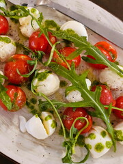 Caprese salad with fresh tomatoes and cheese