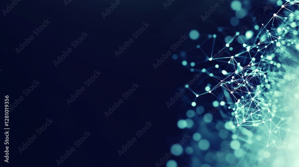 Poster the structure of a network connection serves as a backdrop for a business event, incorporating eleme