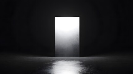 Illuminated Metal Panel in Dark Room Abstract Background