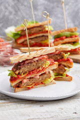 Vegan Tofu Club Sandwich with Ajvar