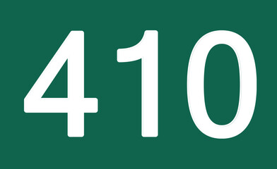 410 on a bright green canvas