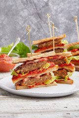 Vegan Tofu Club Sandwich with Ajvar