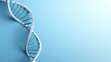 A stylized DNA double helix on a soft blue background, symbolizing genetics and molecular biology.