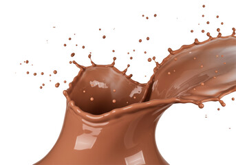 Isolated Decadent Chocolate Milk Splash with Dynamic Crown