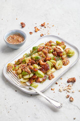 Brussels Sprout Salad with Cashew nut Vegan Bacon Bits