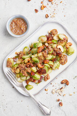 Brussels Sprout Salad with Cashew nut Vegan Bacon Bits