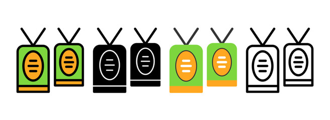 Set of Dog tags Line, Line Filled, Glyph, Flat Icons