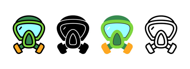 Set of Gas mask Line, Line Filled, Glyph, Flat Icons