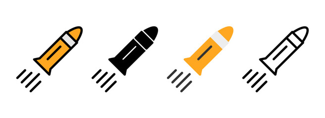 Set of Bullet Line, Line Filled, Glyph, Flat Icons
