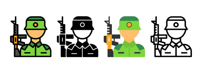 Set of Boot camp Line, Line Filled, Glyph, Flat Icons