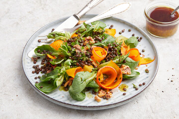 Lentil Pumpkin and Lambs Leaf Salad