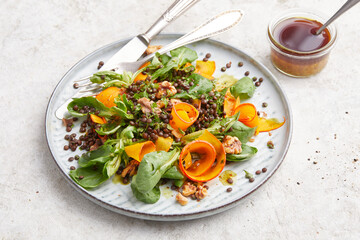 Lentil Pumpkin and Lambs Leaf Salad