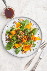Lentil Pumpkin and Lambs Leaf Salad