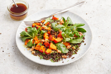 Lentil Pumpkin and Lambs Leaf Salad