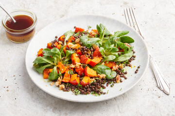 Lentil Pumpkin and Lambs Leaf Salad