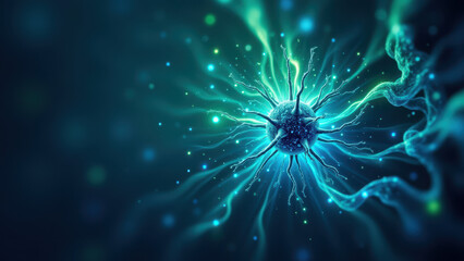 Futuristic scientific representation of semaglutide with a focus on biochemistry and molecular structures.