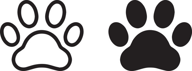 Fototapeta premium Simple Black and White Paw Print Icons