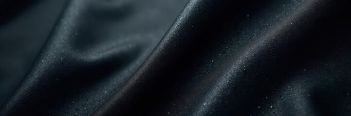 Black waterproof fabric texture close-up High detail, minimal water beading , automotive, close-up, wet