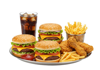 Isolated American Fast Food Combination
