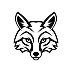Elegant Fox Vector Logo – Black and White Tribal Animal Head Design for Branding