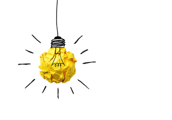 Isolated Crumpled Paper Light Bulb Idea