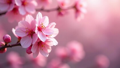 Obraz premium Soft pink hues of the blooming cherry blossom, nature, bloom