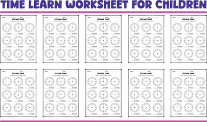 Telling time printable worksheets for children