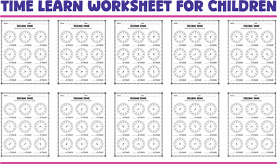 Telling time printable worksheets for children