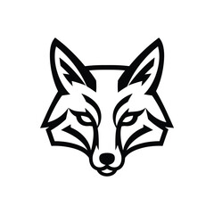 Elegant Fox Vector Logo – Black and White Tribal Animal Head Design for Branding