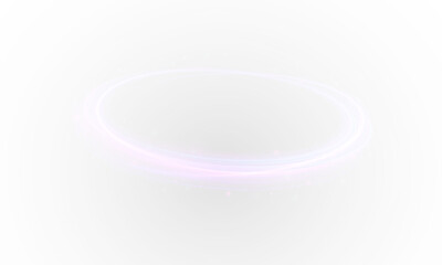 Luminous Circular Light Trail Hovering in a Foggy White Space, Radiating Elegance and Mystery with a Futuristic Glow, Representing Cosmic Motion and Timeless Energy Flow
