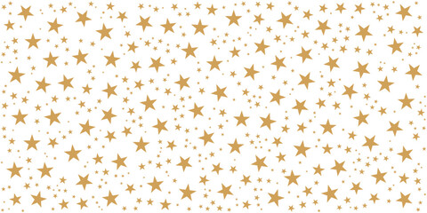 Seamless gold stars pattern on white or transparent background