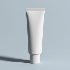A simple, unbranded skincare tube with a matte texture, standing upright on a seamless background. Clean, modern, and high-quality commercial presentation