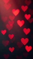 Blurred red hearts bokeh, soft focus background , dreamy, light
