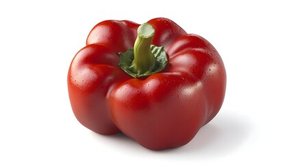 Photorealistic Red Bell Pepper Isolated on White Background