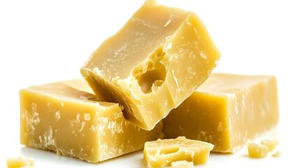 Isolated Slice of Swiss Cheese on White Background with Clipping Path