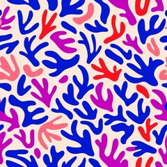 Naklejka premium The modern illustration of a botanical floral pattern with hand-drawn elements including leaves and flowers is ideal for trendy textiles and fabrics in blue