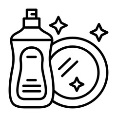 Dish washing Outline Style Icon Design 