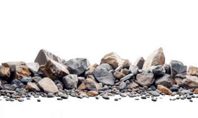 A pile of large stones and crushed stones