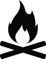 Campfire, Bonfire icon. logo isolated on white background. black design. wood
