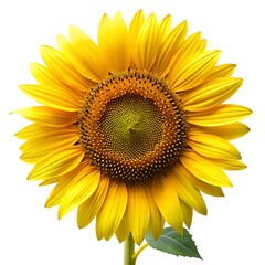 Obraz premium Yellow sunflower flower with leaves collection isolated on white background. 