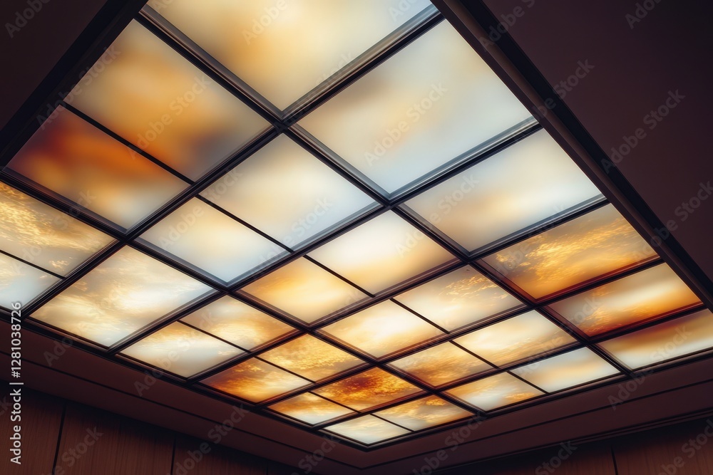 Sticker Illuminated Grid Ceiling with Skylight Panels