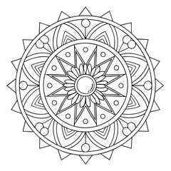 Mandala Coloring Page: Intricate Floral Design, Geometric Patterns, Relaxing Art Therapy, Printable Zen Coloring Sheet for Adults and Kids