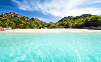 Fototapeta premium Mediterranean island with a bay suitable for swimming that is clean