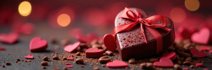 Dark and milk chocolate hearts, Valentine's Day present , red, premium, romance