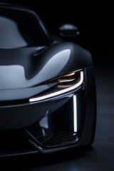 Fototapeta premium A new car features state-of-the-art automatic high beam luxury modern laser headlights