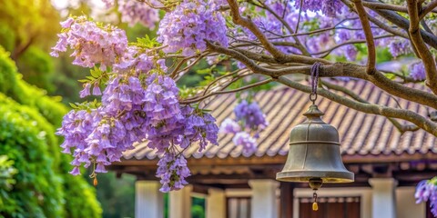 Fragrant flowers in shades of light purple adorn a bell-shaped paulownia tree