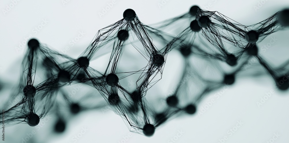 Poster the image features a light wireframe plexus effect set against an isolated background, illustrating 