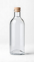 Glass clear bottle of water mock up, packaging template, isolated on white background